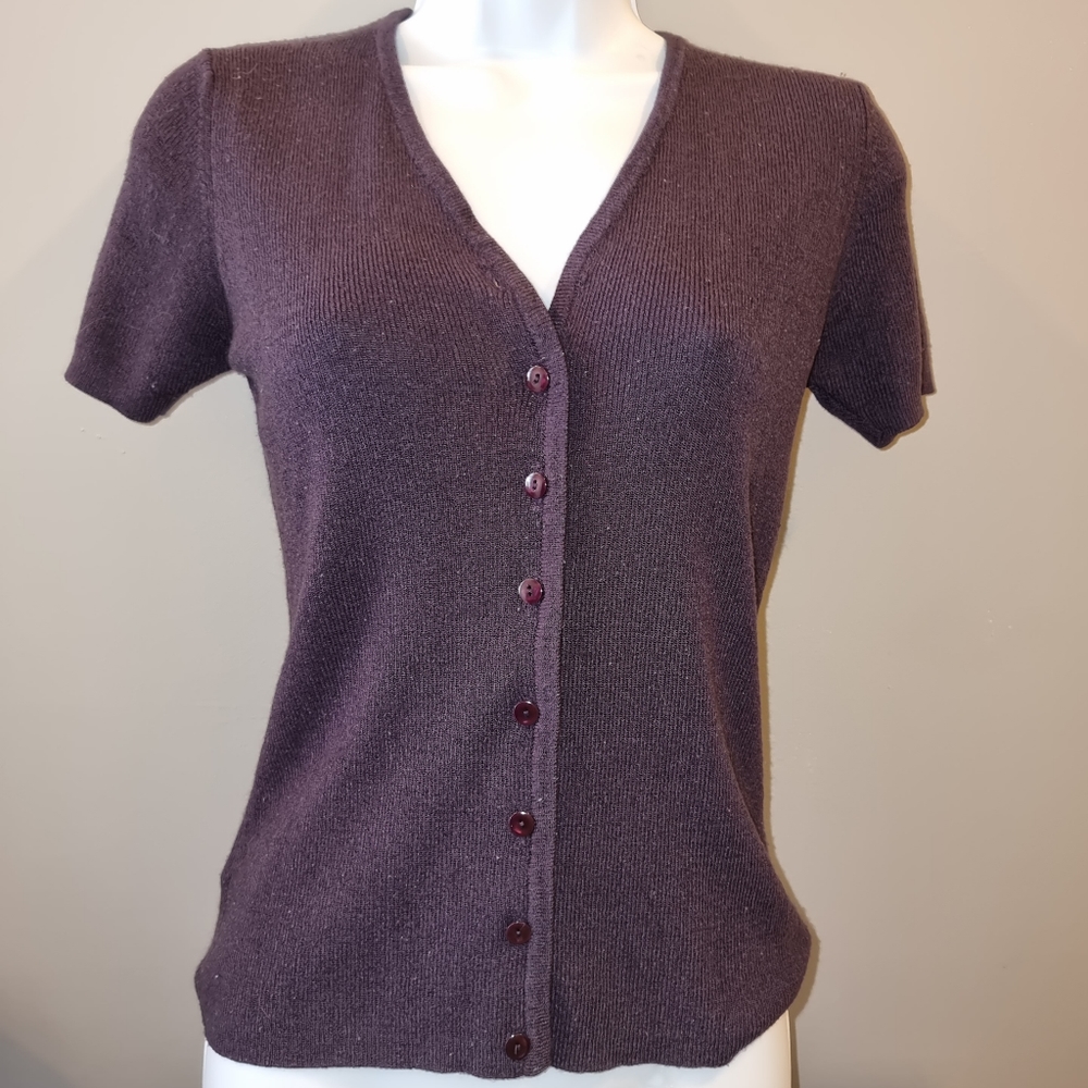 Express Eggplant Purple Short Sleeved Cardigan
